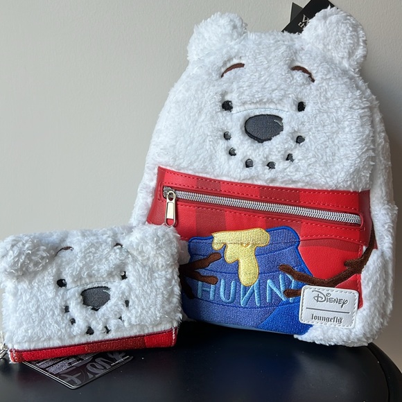 NEW Loungefly DISNEY Winnie the Pooh Snowman Backpack & Wallet Set - Picture 1 of 4